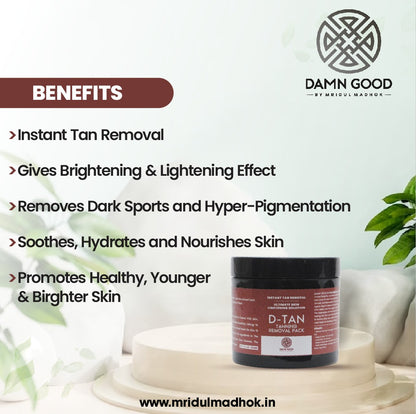 Damngood D Tan Pack For Instant Tan Revomal & Radiant Skin-100 GM