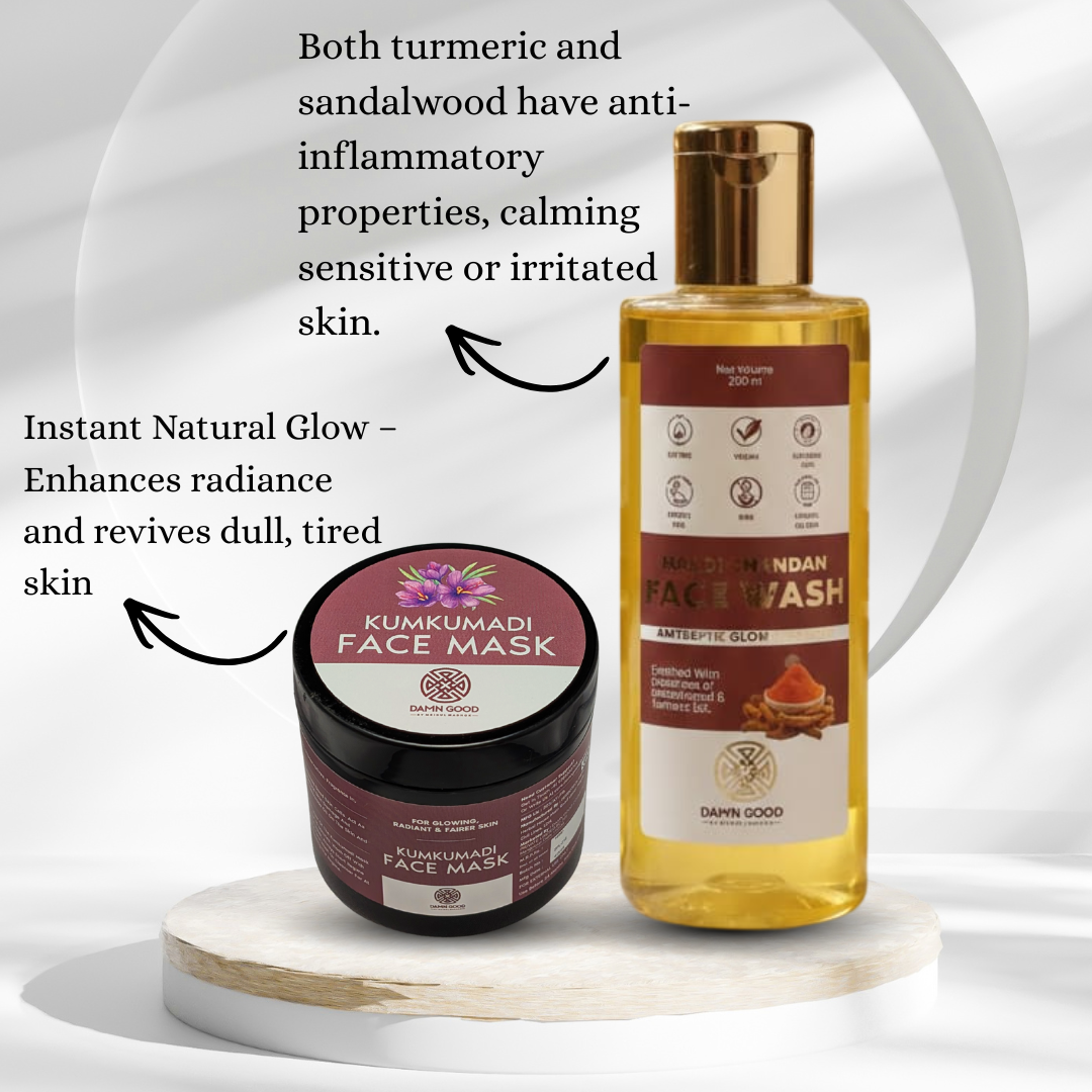 Damngood Haldi Chandan Facewash And Kumkumadi Face Mask Combo For Acne, Blemishes & Scars