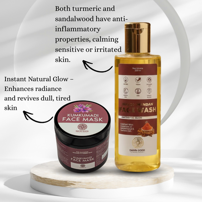 Damngood Haldi Chandan Facewash And Kumkumadi Face Mask Combo For Acne, Blemishes & Scars