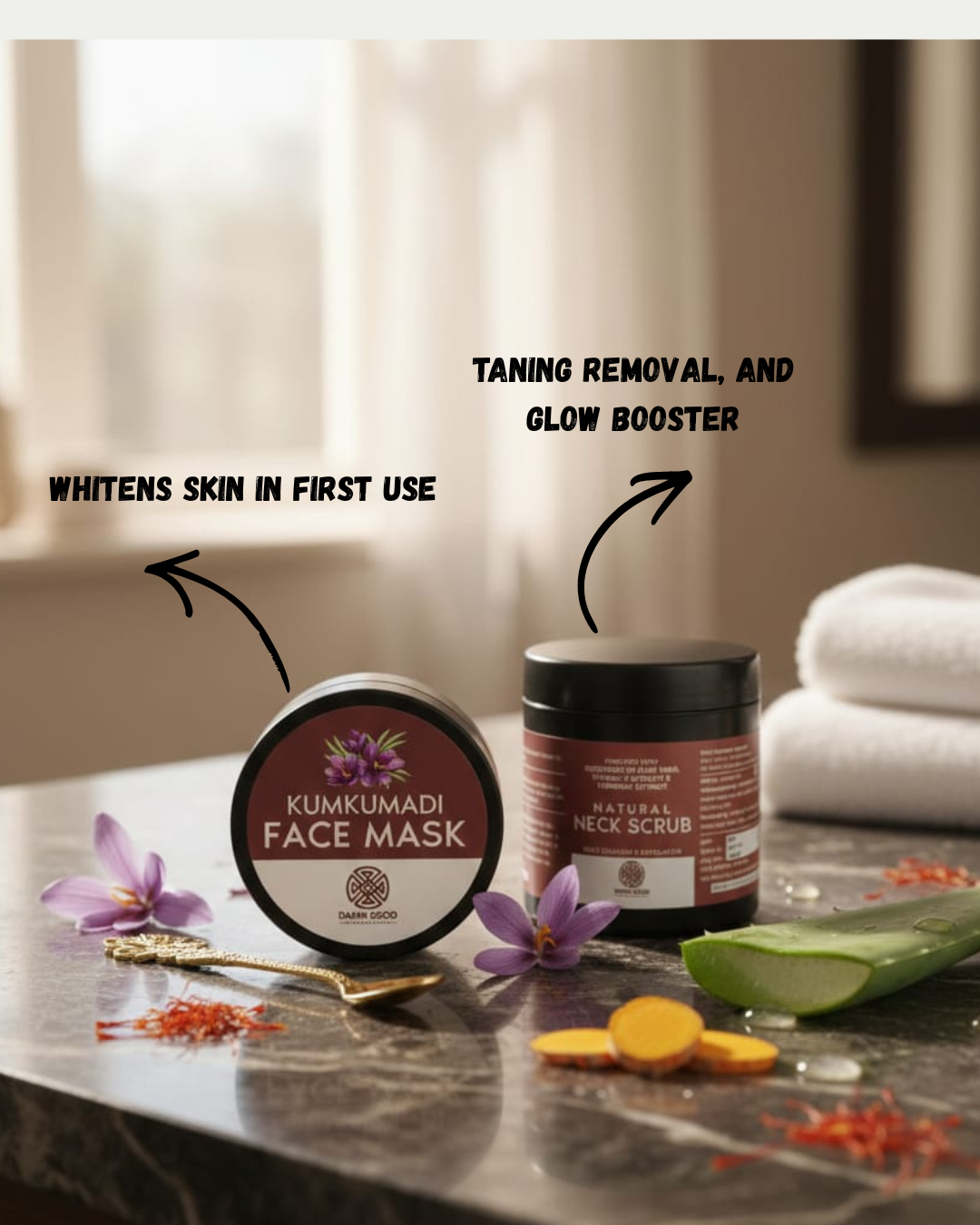 DamnGood Neck Scrub And Kumkumadi Mask Combo For Tan Removal