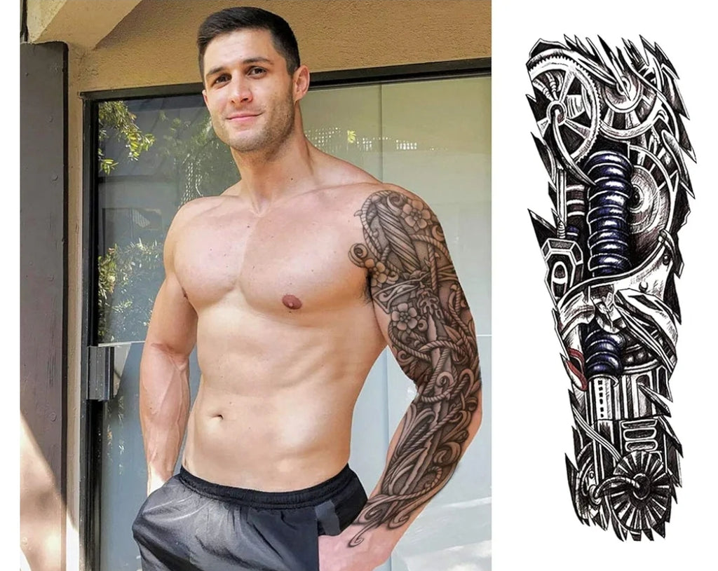 Tattoo- Full Arm hand - 48×17Cm- Long lasting temporary tattoo