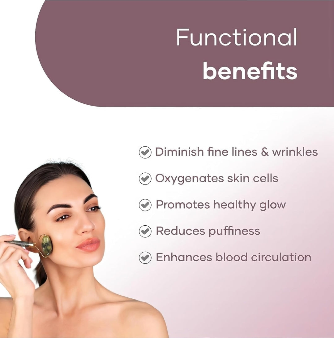 Face roller massager with gua shah- Himalayan Stone