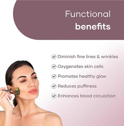 Face roller massager with gua shah- Himalayan Stone