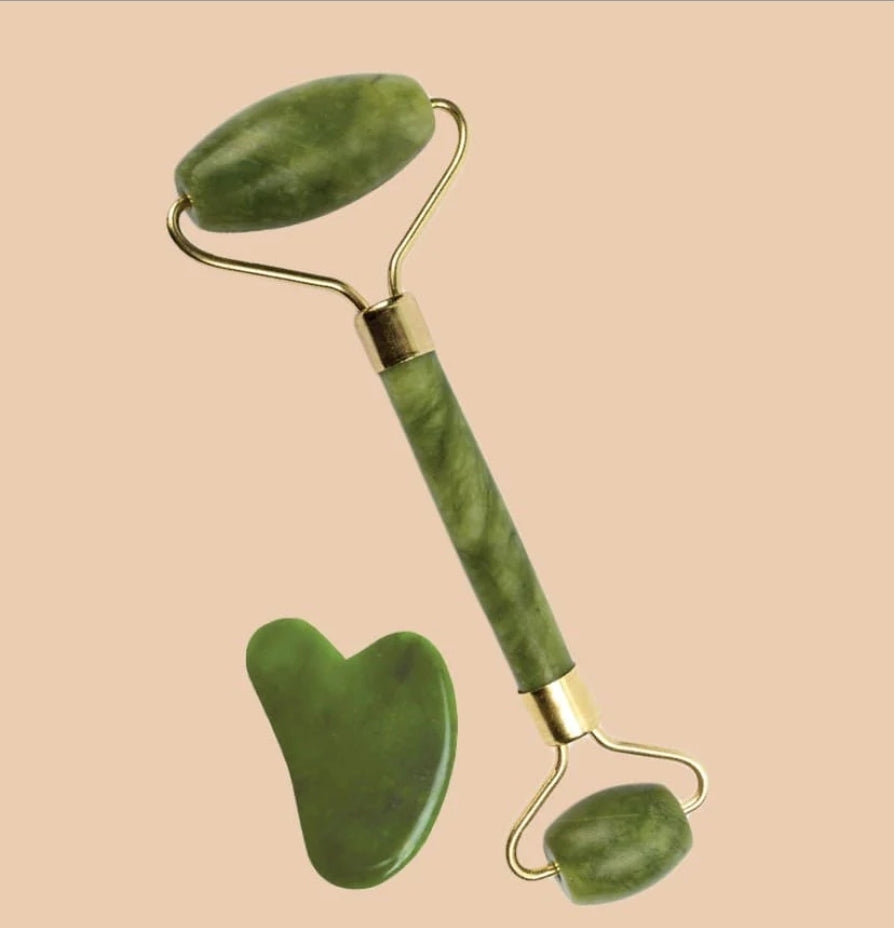 Face roller massager with gua shah- Himalayan Stone