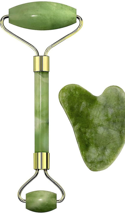 Face roller massager with gua shah- Himalayan Stone