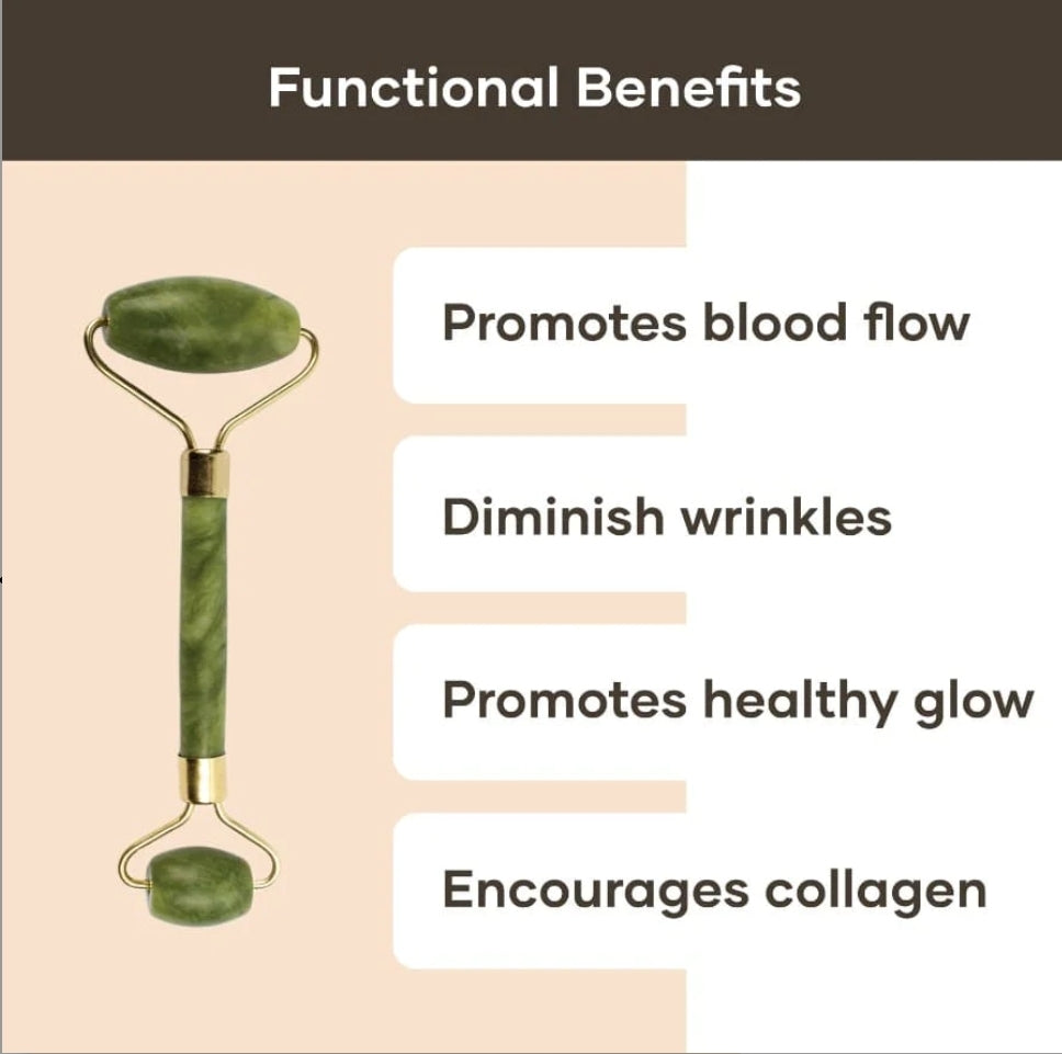 Face roller massager with gua shah- Himalayan Stone