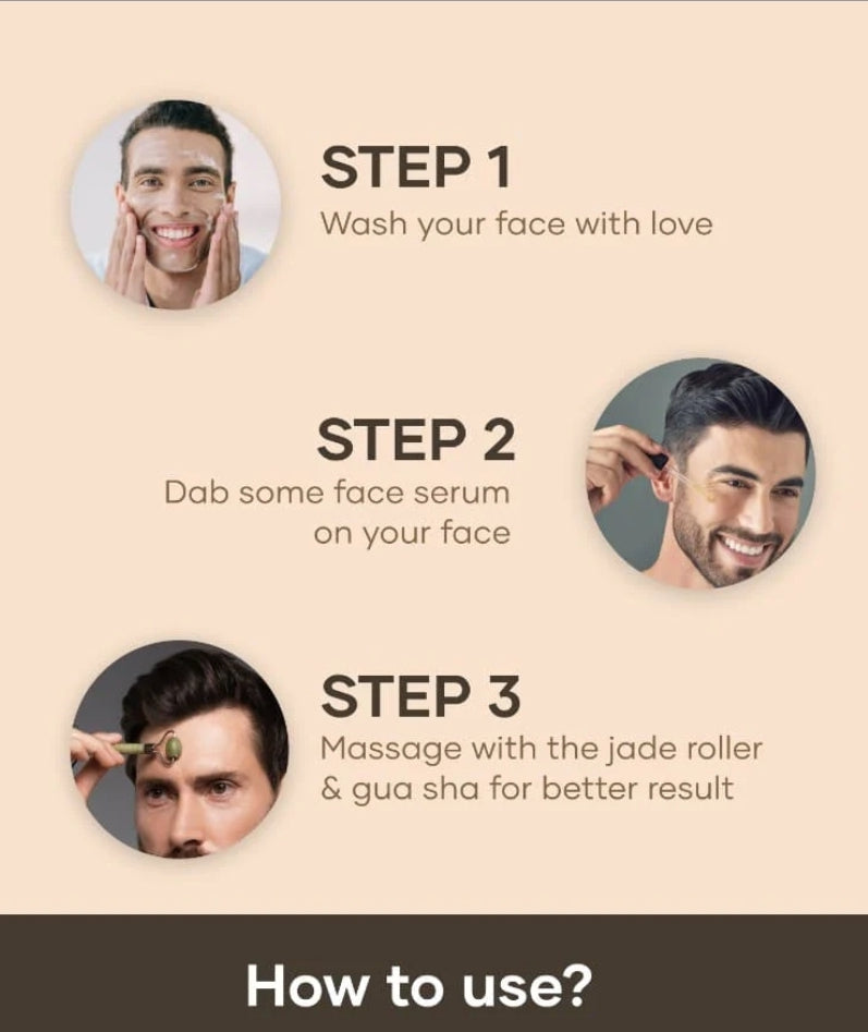 Face roller massager with gua shah- Himalayan Stone