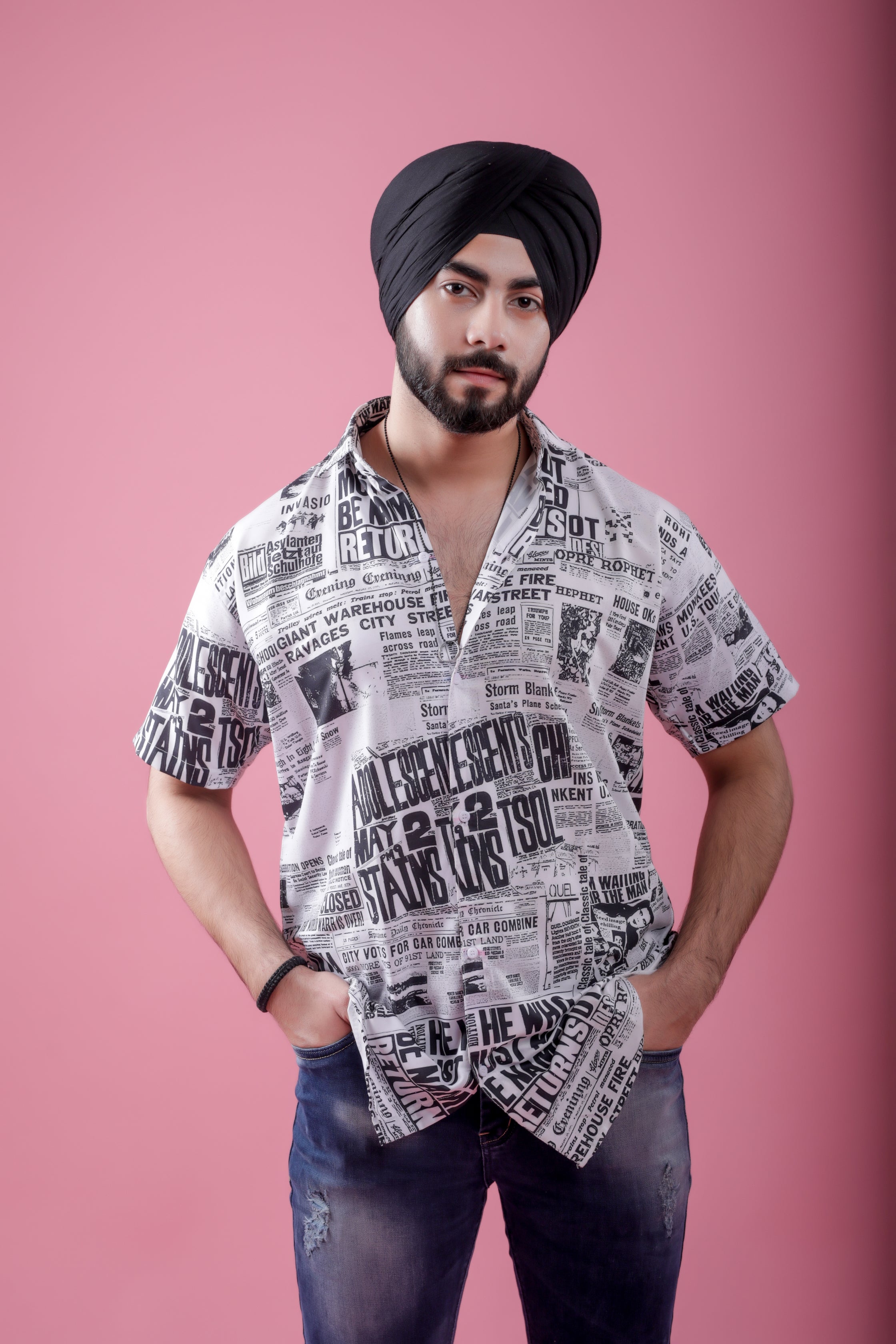 Newspaper Print Trendy Shirt