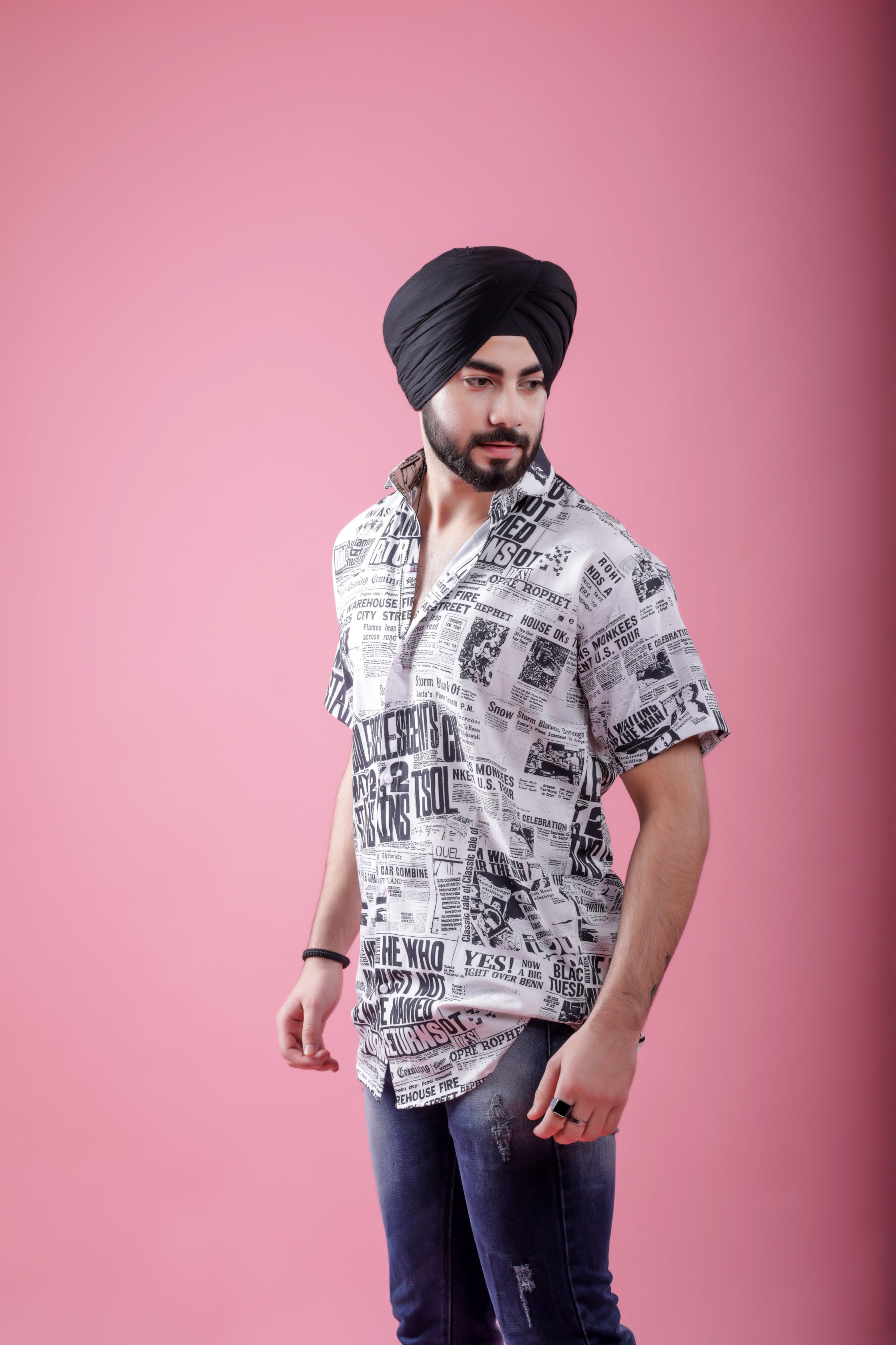 Newspaper Print Trendy Shirt