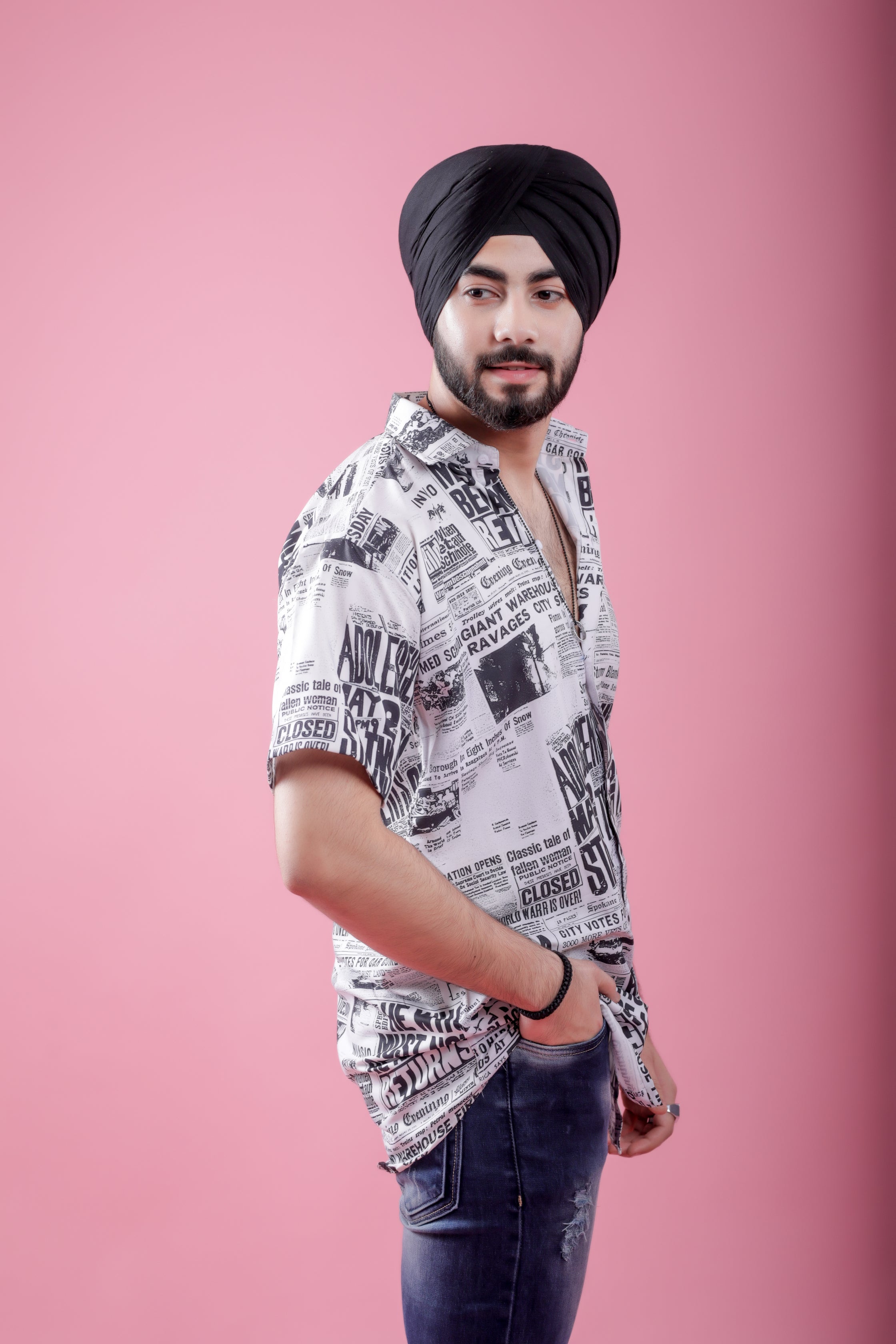 Newspaper Print Trendy Shirt
