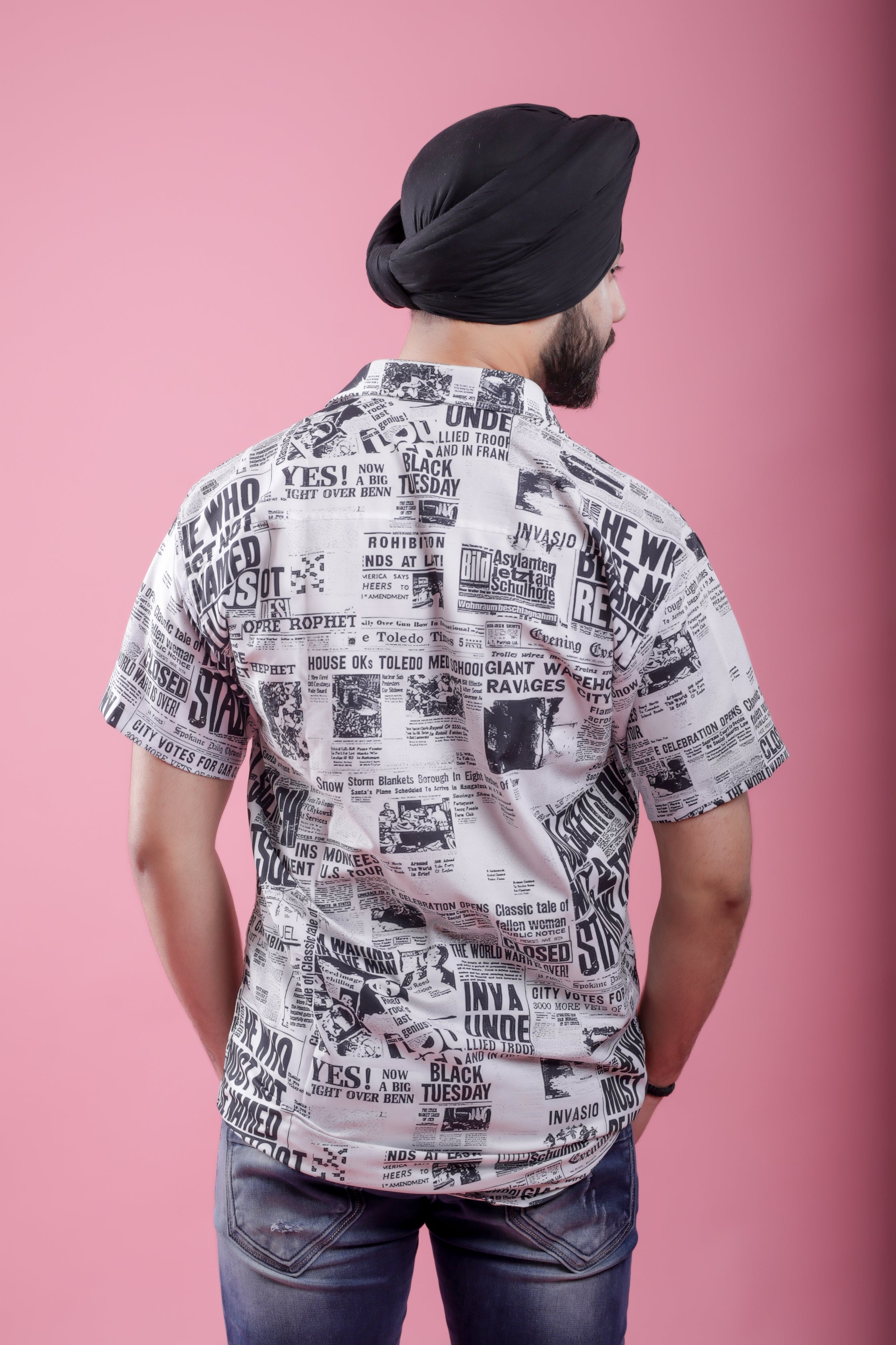 Newspaper Print Trendy Shirt