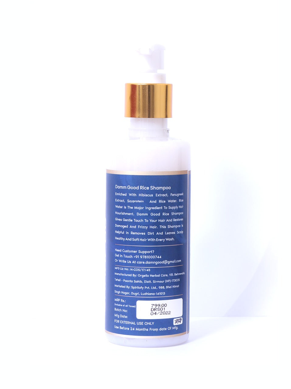 DamnGood Rice Water Shampoo For Damange Hair Roots-SLS & PARABENS FREE-200 ML