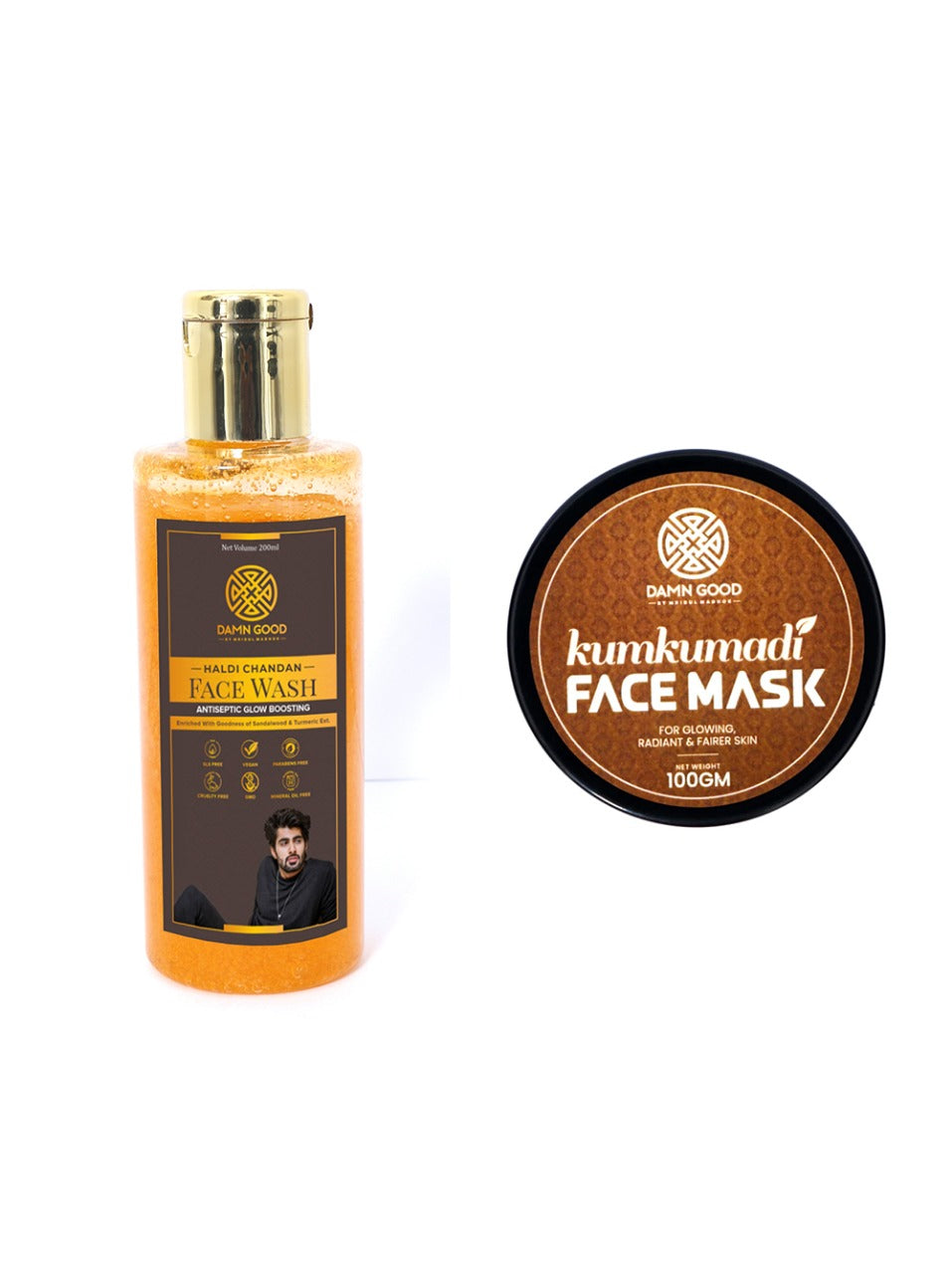 Damngood Haldi Chandan Facewash And Kumkumadi Face Mask Combo For Acne, Blemishes & Scars