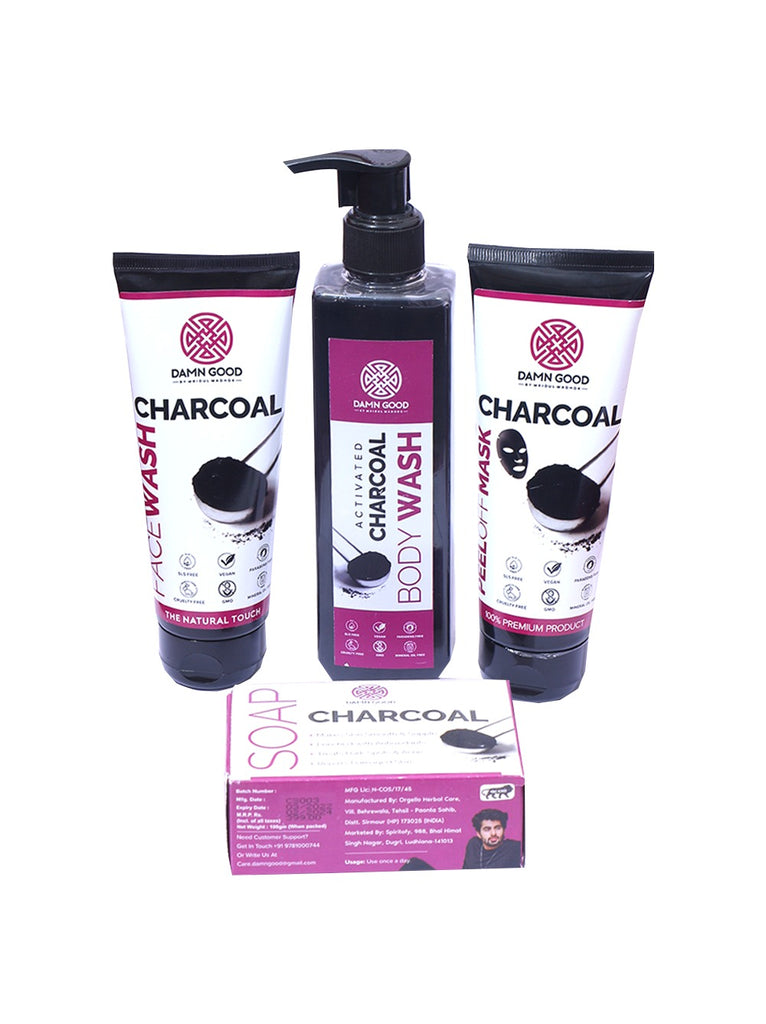 DamnGood Activated Charcoal Family Charcoal Facewash, Peel Off, Body