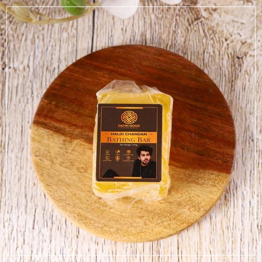 DamnGood Haldi Chandan Bathing Bar - 100g x 3 ( Pack of 3 Soap Bar )