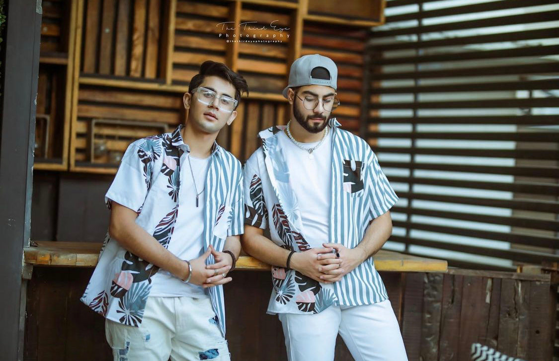 Floral Print Partly Stripped Shirt