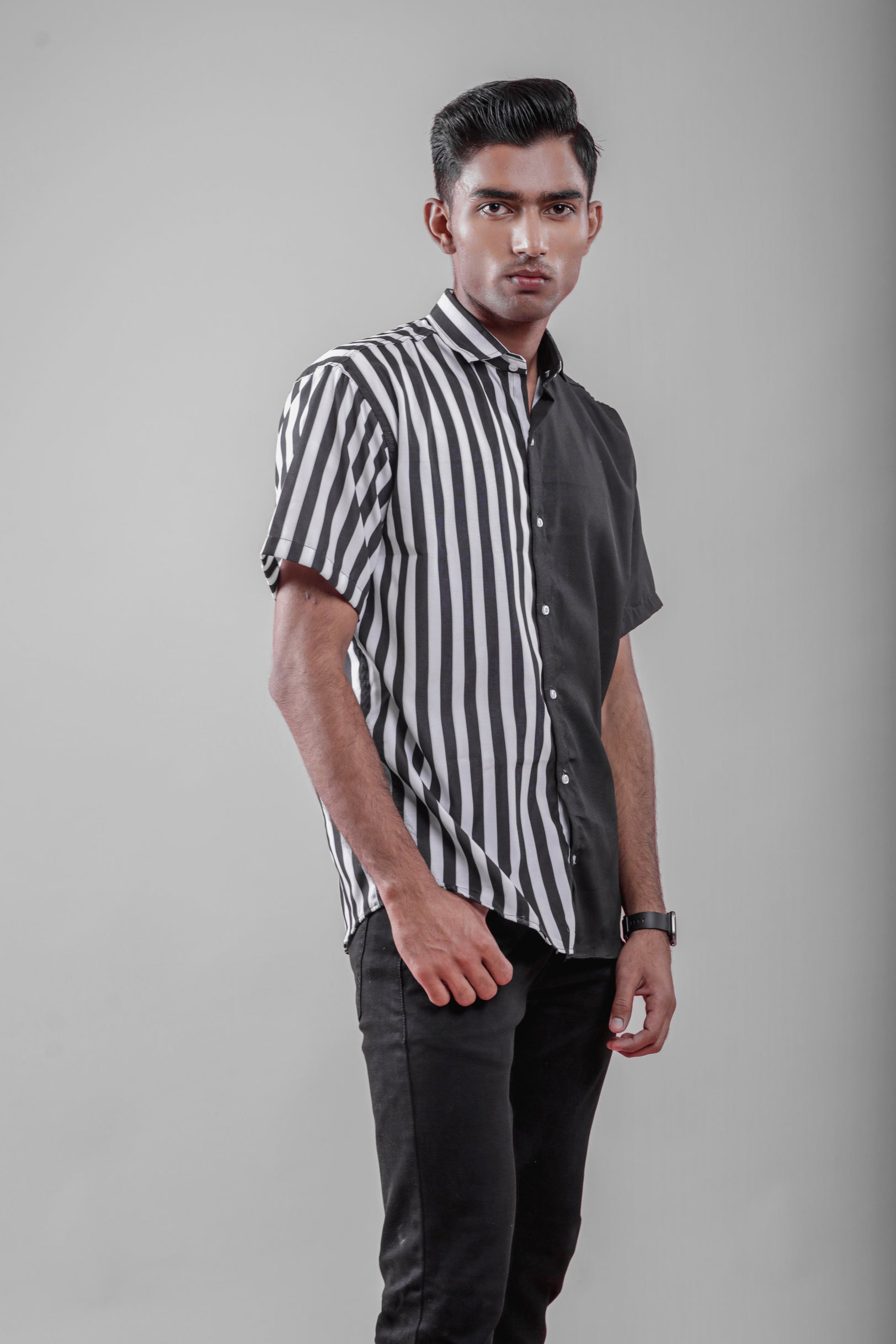 Trendy Black and White Stripped Shirt