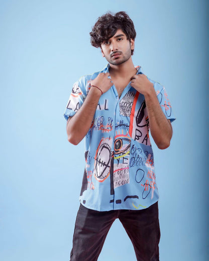 Pack of 3 - Olive, Yellow and Beach Print Blue  shirts (Vacation pack)